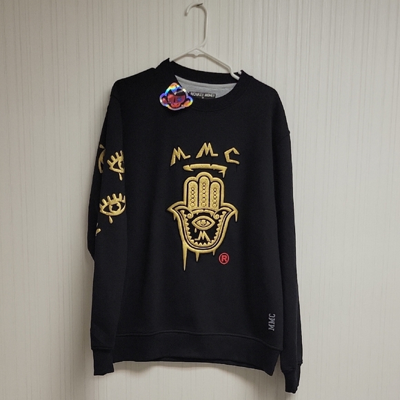 Monkey Money Men's Black Long sleeve Sweatshirt Sz Medium. New With Tags - Picture 1 of 9